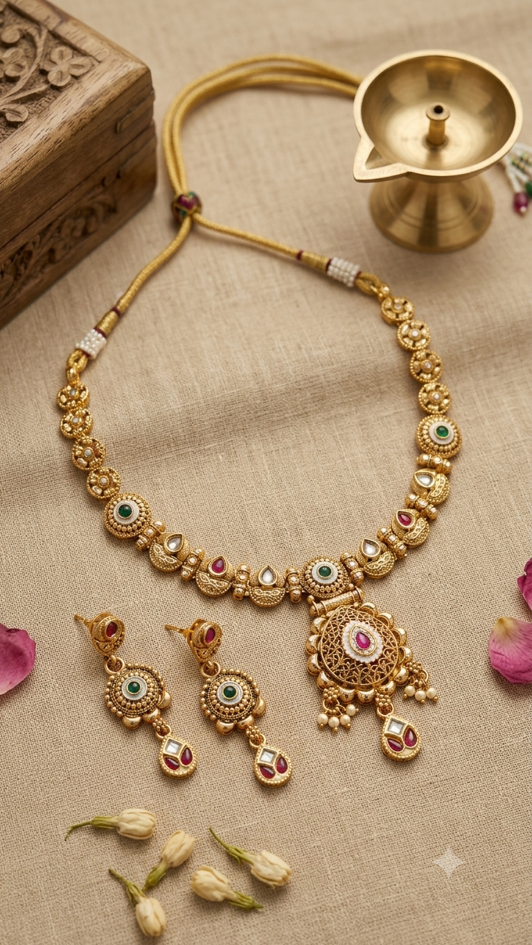 Rajwadi Gold Tone Necklace