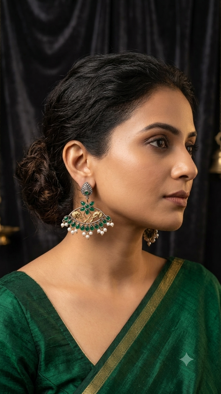 Emerald Elephant Chandbali