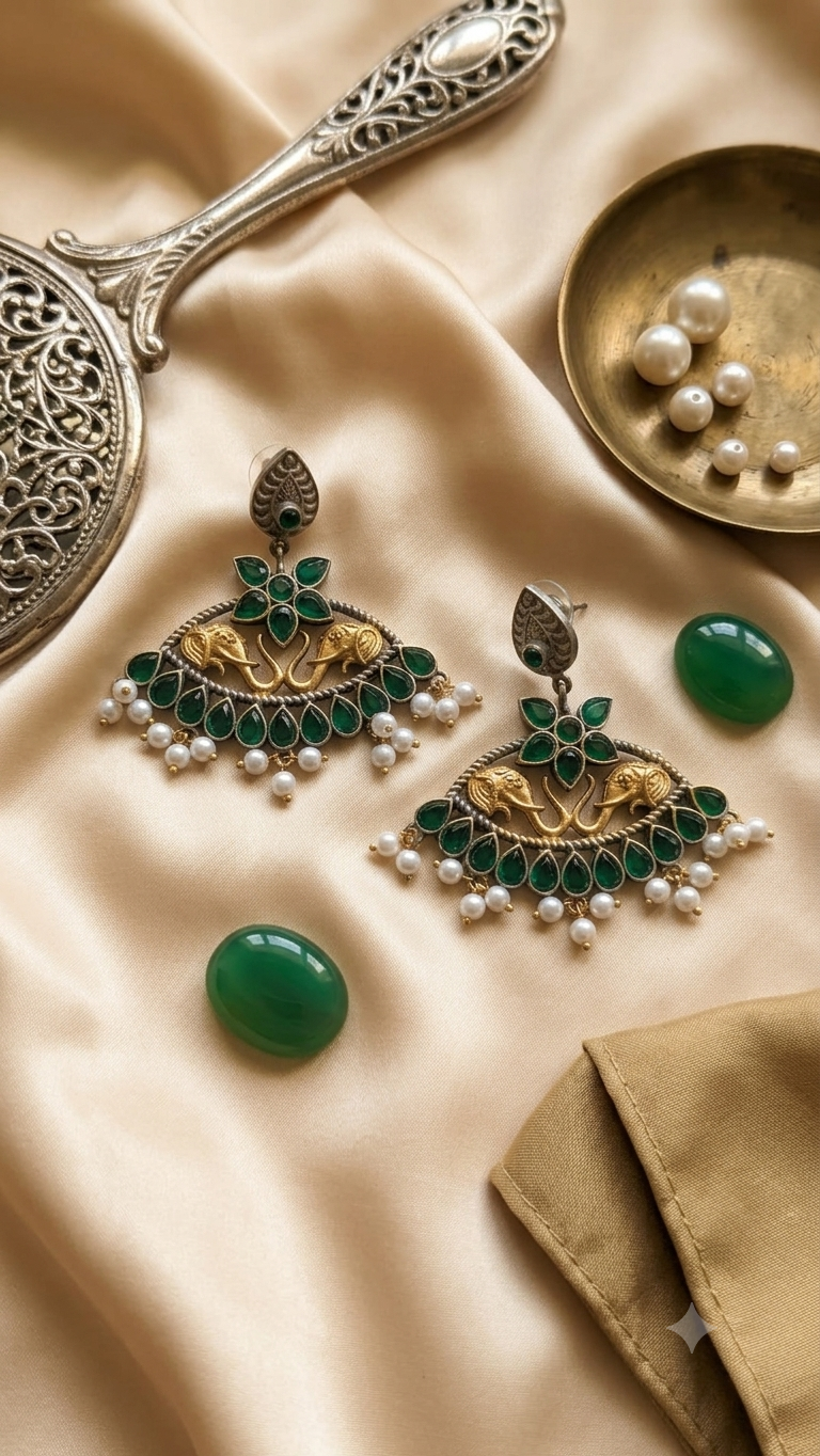 Emerald Elephant Chandbali