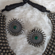 Oxidized necklace and earrings.