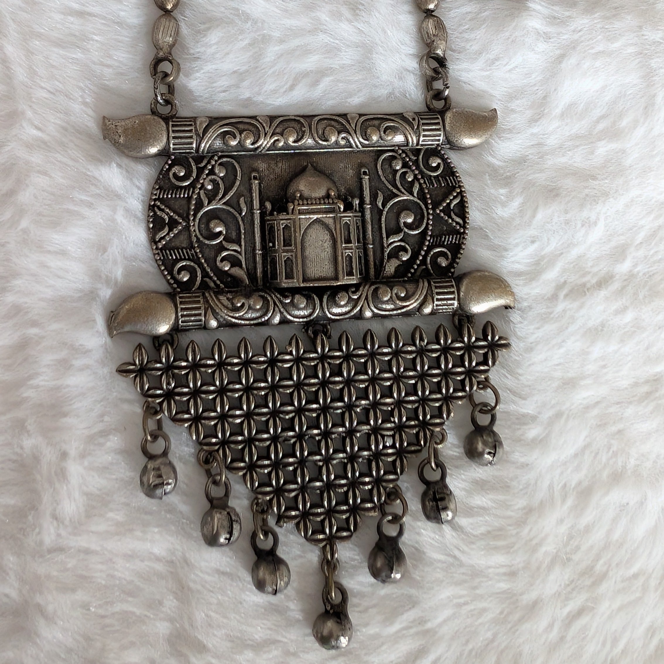 Oxidized necklace with intricate design 