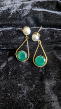 Pearl and Emerald Teardrop Drop