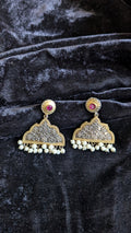 Silver Floral Arch with Ruby Stud