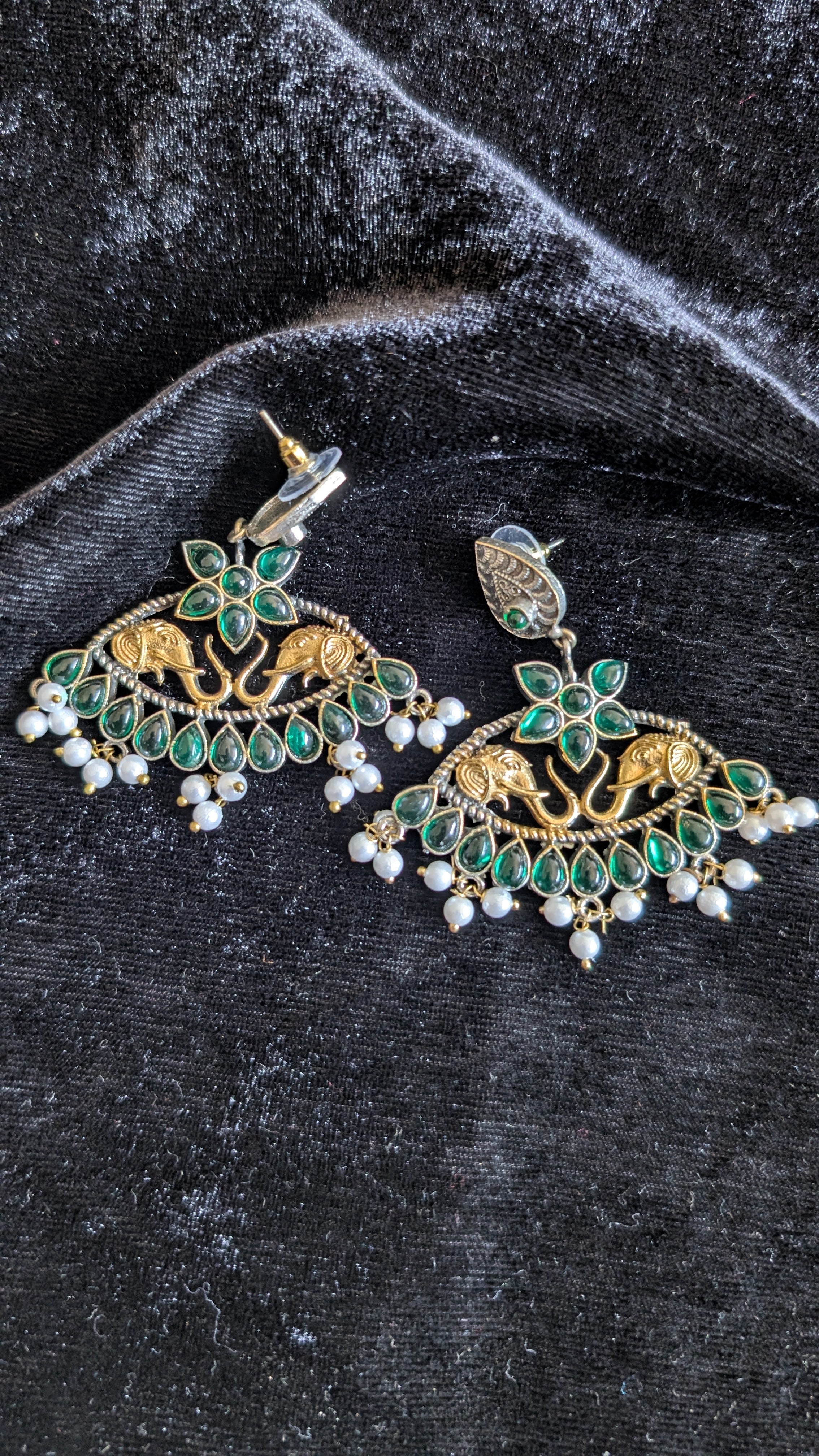 Emerald Elephant Chandbali