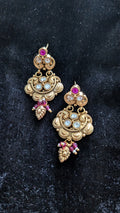 Antique Gold Kundan Drop Earrings