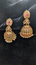 Bridal CZ Jhumka with Ruby & Emerald