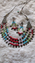 colorful beaded necklace with earrings